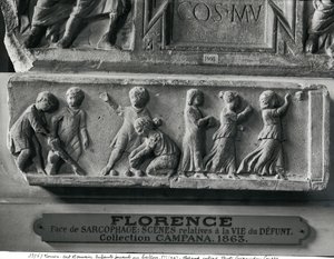 (Detail) from a Sarcophagus Depicting Children Playing with a Ball and Playing Bowls by Roman